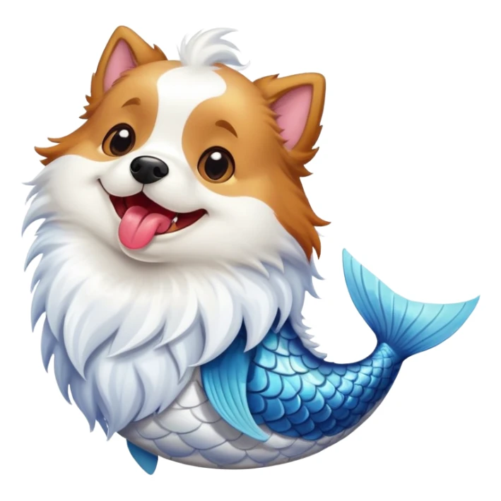 dog with tongue out on fish body sticker