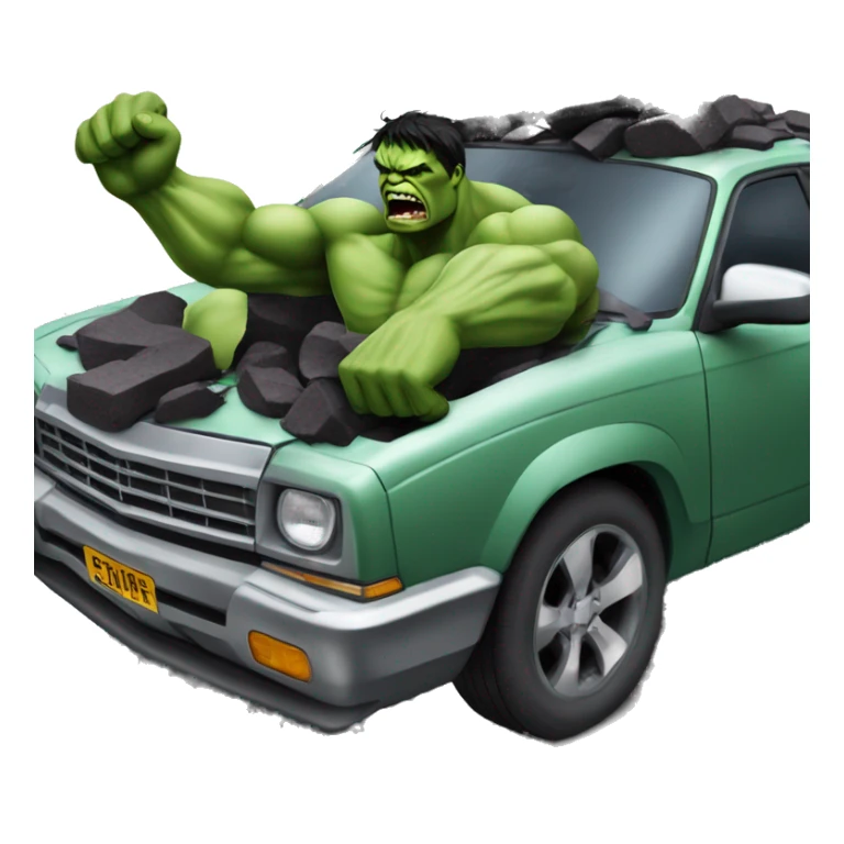 Vengeful hulk smashing a car and damaging it sticker