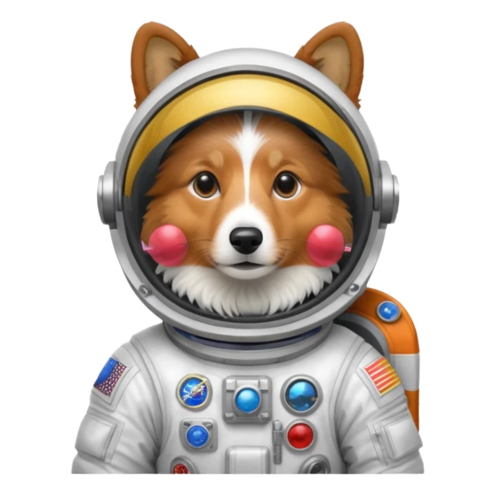 realistic shetland sheepdog tricolor in a space suit without flags sticker