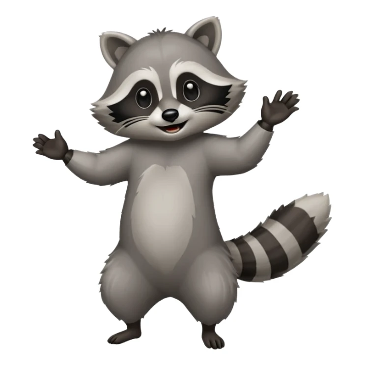 a full body raccoon celebrating / dancing  sticker