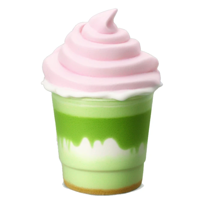 matcha latte with pink whipped cream on top sticker