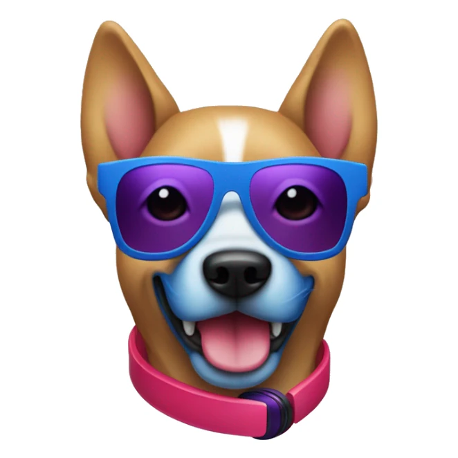 Blue dog with purple headphones and red sunglasses  sticker