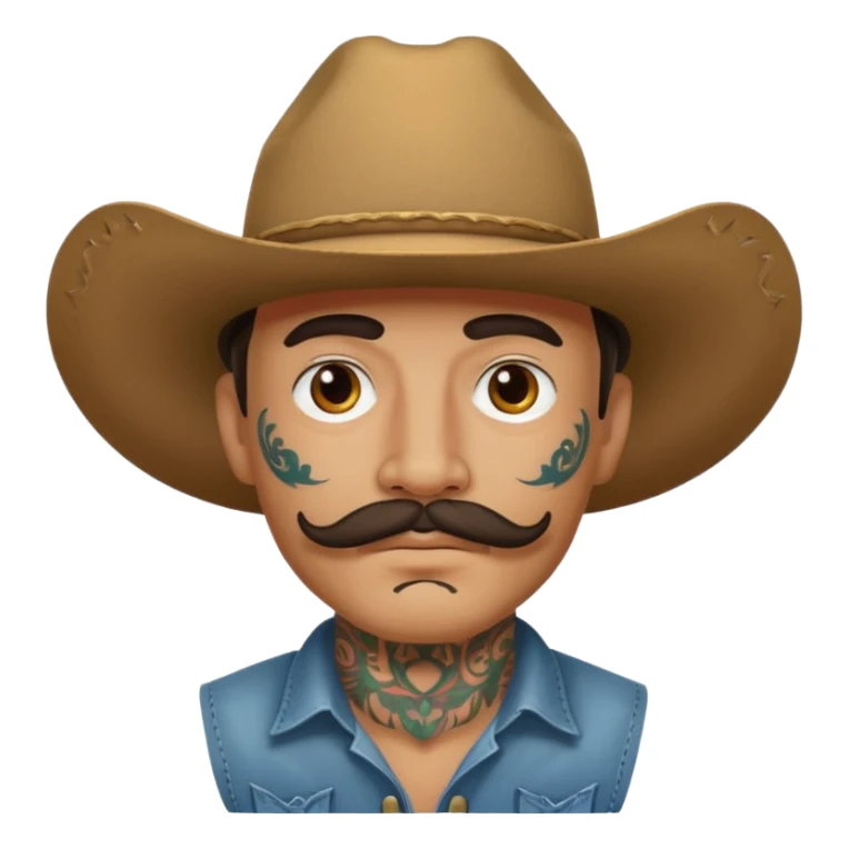 mustached cowboys with tattoos on face sticker