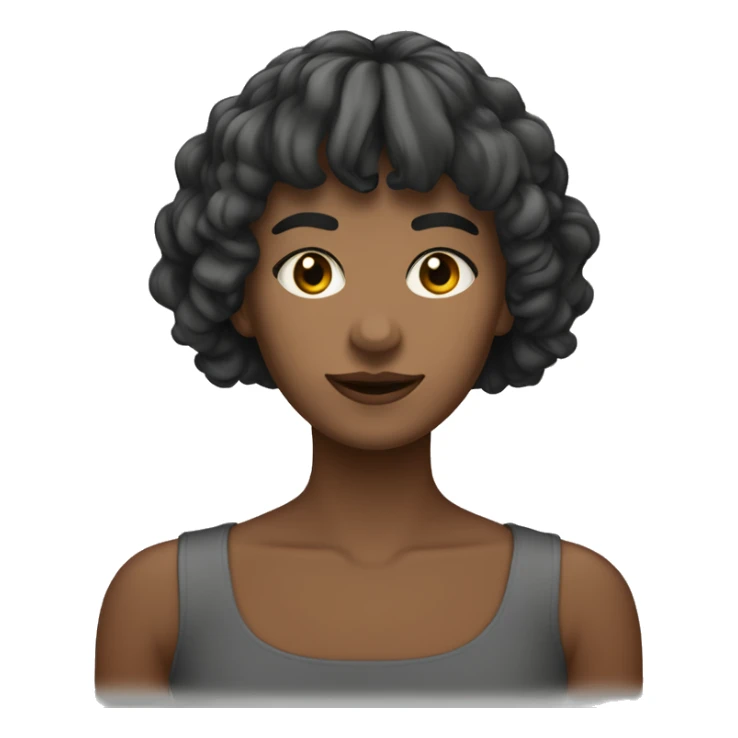 femme agée cheveux courts châtains raides et frange sticker