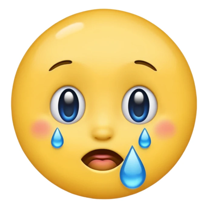 Emoji, yellow round laughing tilted ahead face with blue tears of fun sticker