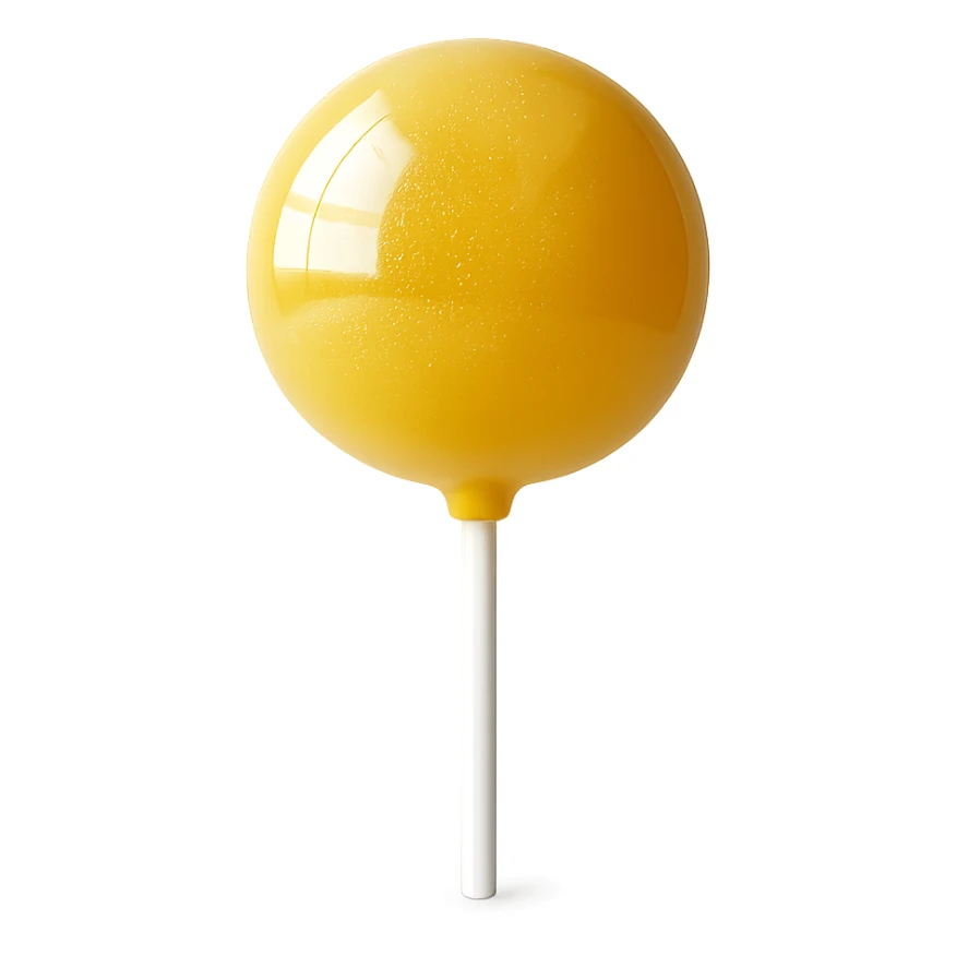 Change the lollipop color to yellow in a realistic style, keep the background transparent. sticker
