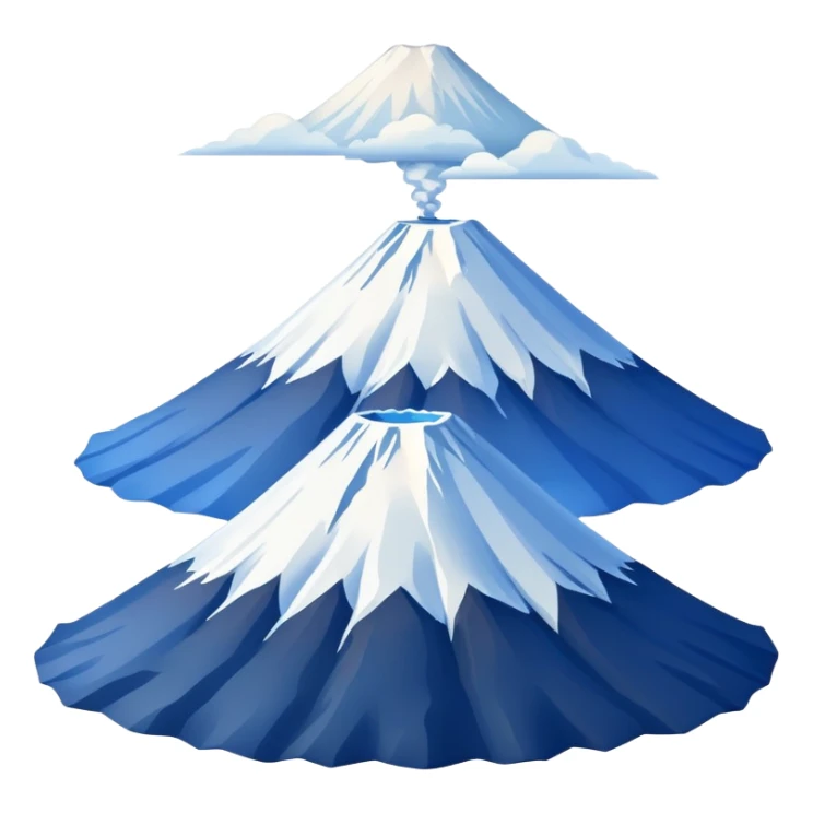 Mount Fuji with muted blue and white colors, not bright sticker