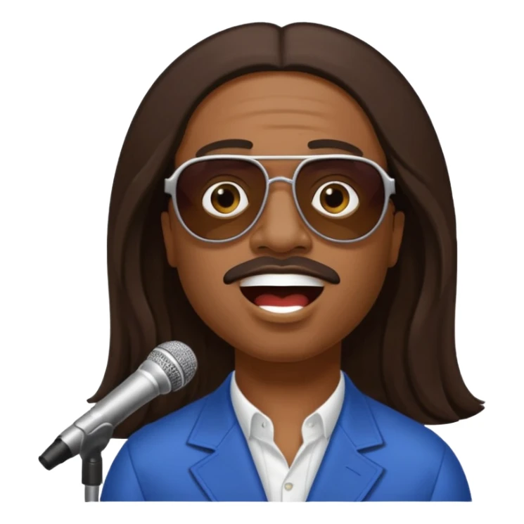 Stevie Wonder with dark brown long hair sticker
