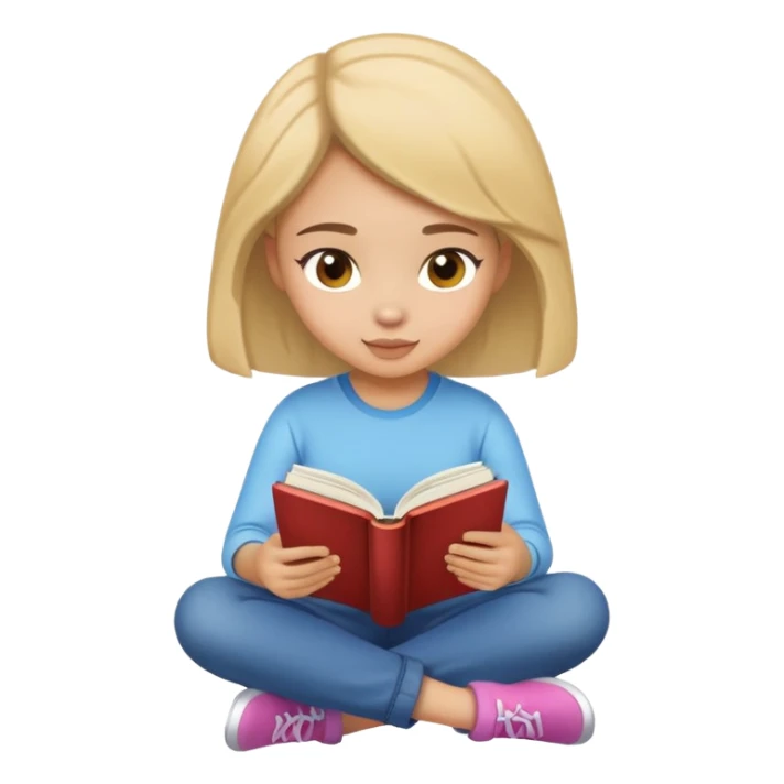 Youngʻ girl sitting on air reading a book sticker