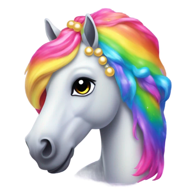 Lisa frank horse with pearls in rainbow hair sticker