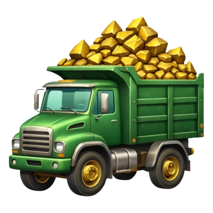 green truck with gold ore sticker