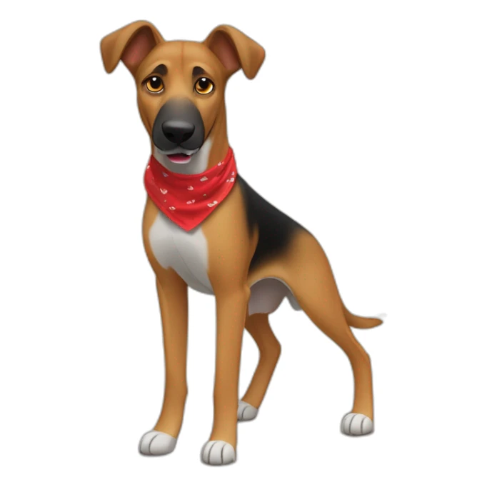 65% Coonhound 35% German Shepherd mix dog wearing small plain red bandana walking left sticker