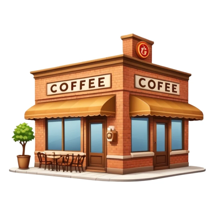 cafe building with coffee cup sign sticker