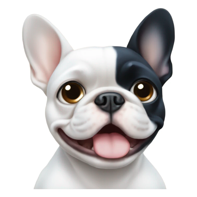 White French bulldog with blue eyes with a long black haired girl sticker