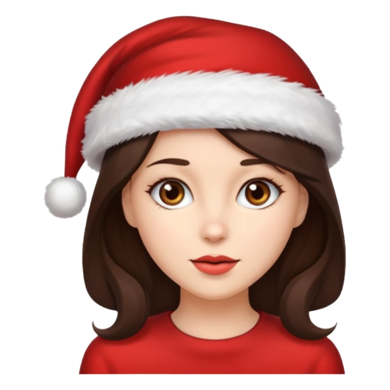 brunette woman with wearing Santa sticker