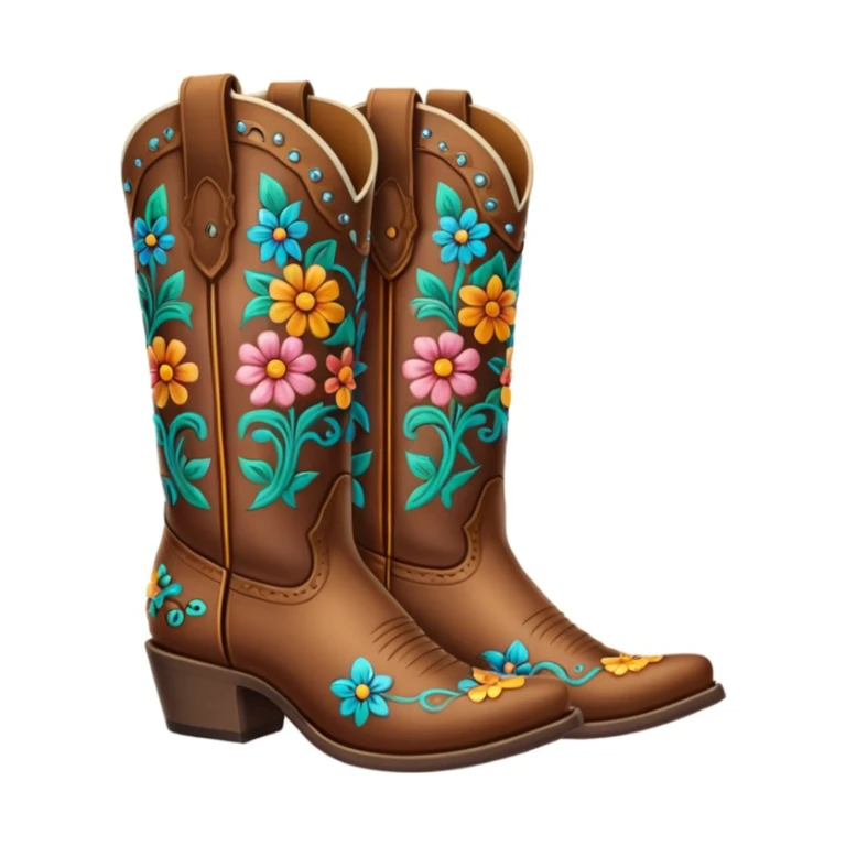 Cowboy boots with flowers in then sticker
