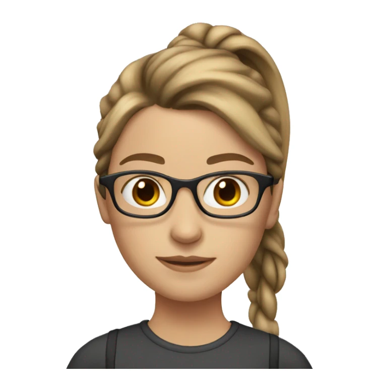 white girl with brown hair ponytail and glasses sticker