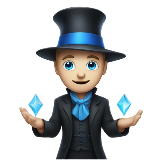 a white magician with blue eyes without a hat holding a heart in his hands sticker