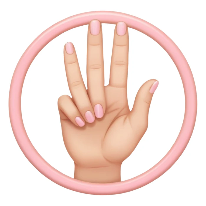 hand gesture with thumb above index finger forming a circle, middle finger and ring finger intertwined, pinky finger slightly spaced out sticker