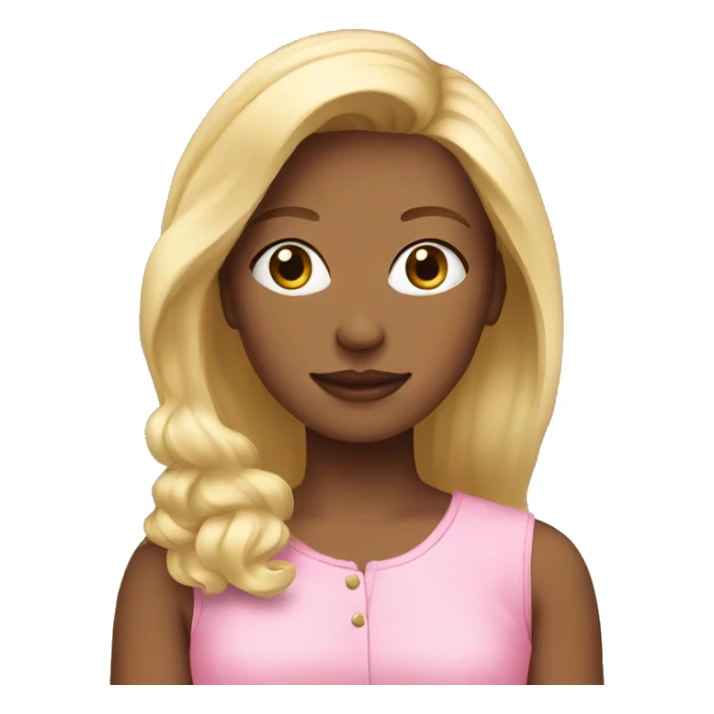 Blonde girl wearing pink sticker