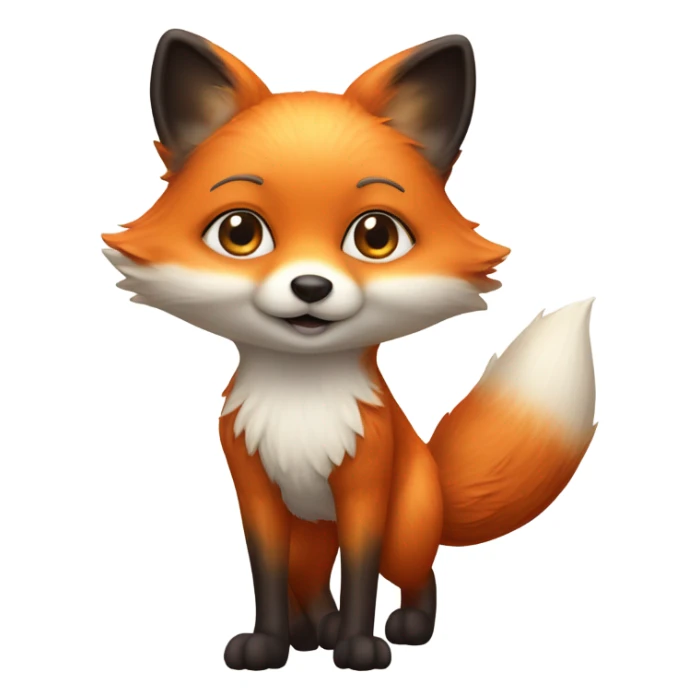 photorealistic detailled kawaii fox full body sticker