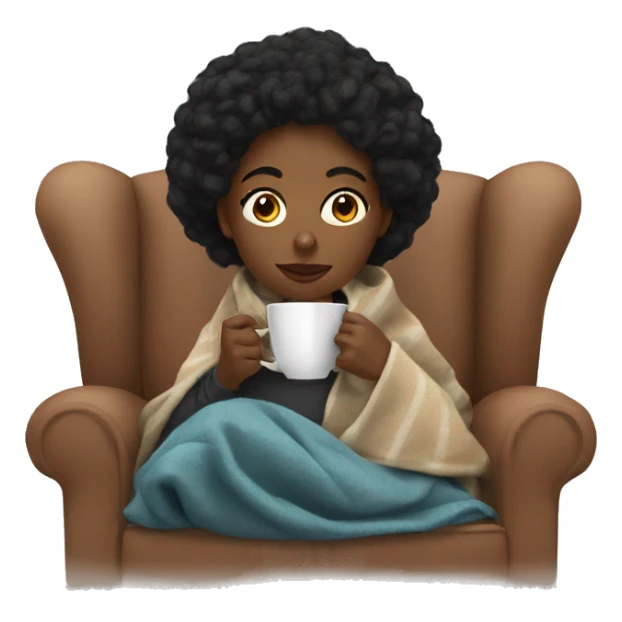 black woman sipping tea in a blanket sticker
