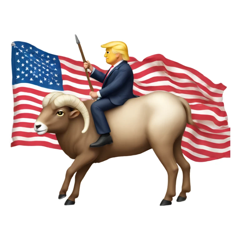 Trump riding a Ram with American flag  sticker