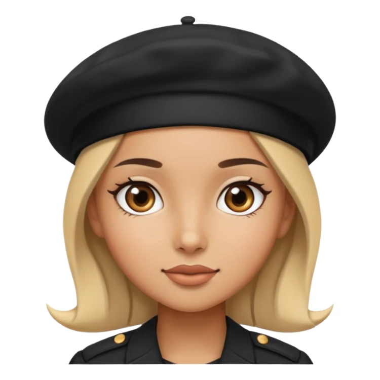 girl wearing a black beret sticker