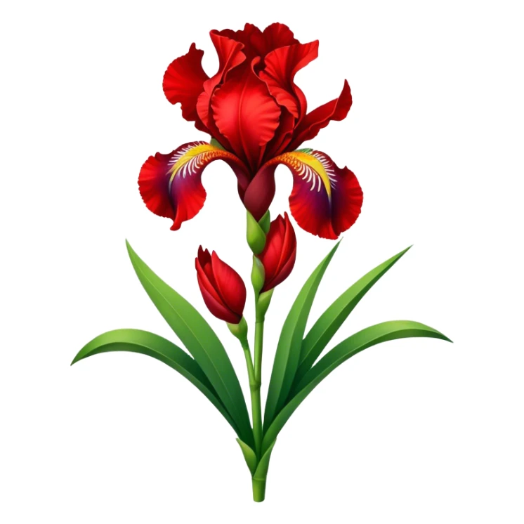 super big bouquet Bright Red Iris, luxuriant, leaf, bud sticker