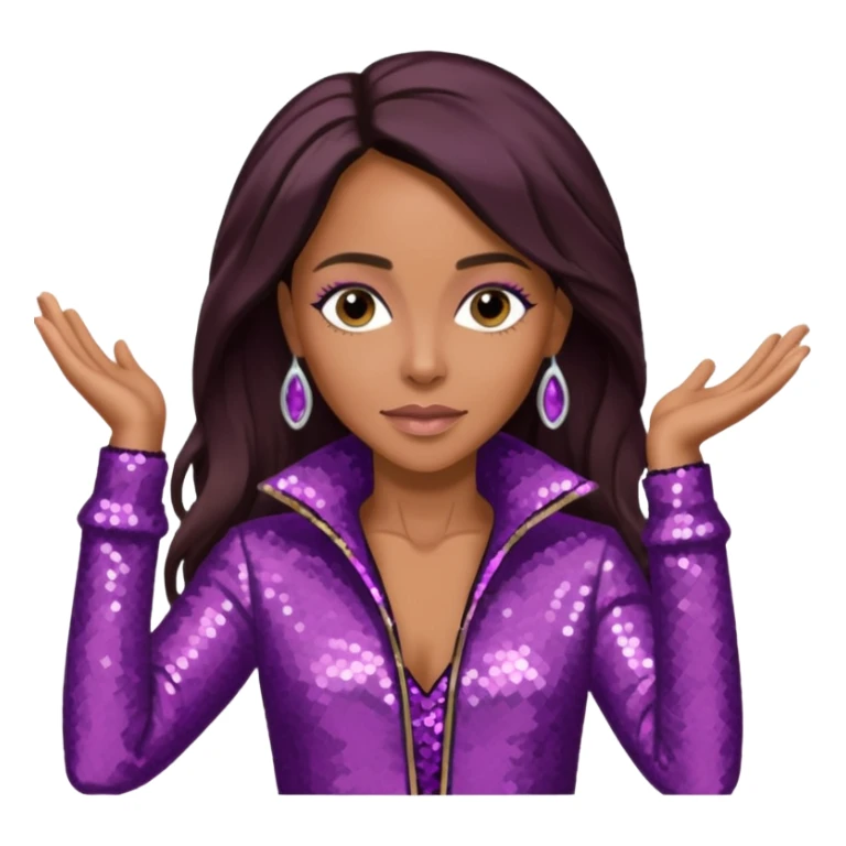 Jada Pinkett Smith with long dark brown hair, mauve sequin outfit sticker