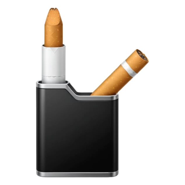Minimalistic futuristic cigarette emoji, metallic black and white, sleek reflective surface, flat vector, high contrast, minimal design
 sticker