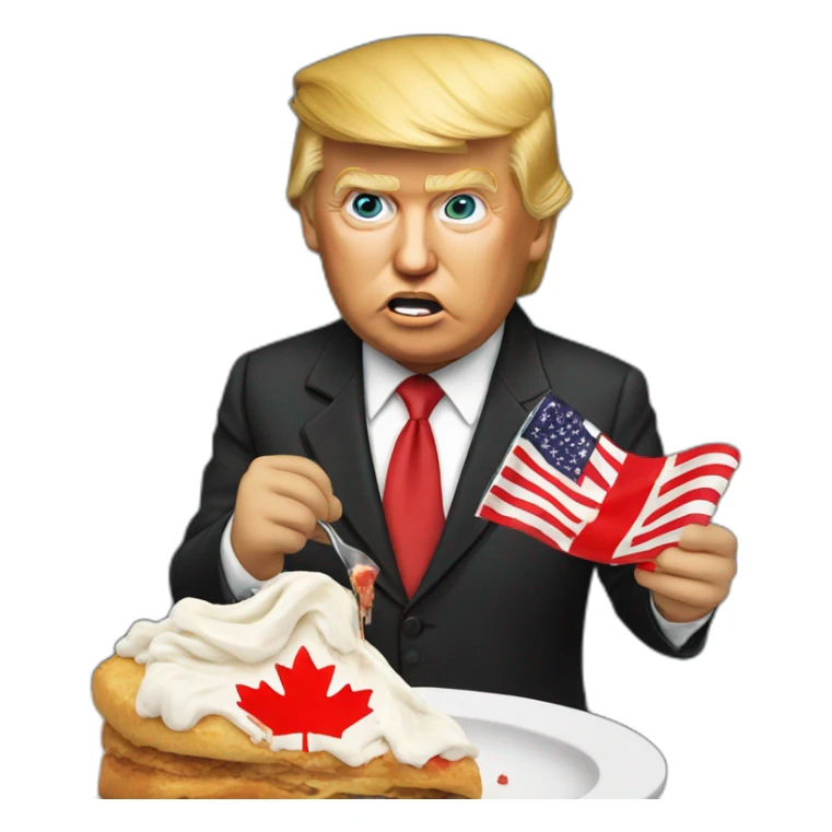 Donald trump eating canadian flag sticker
