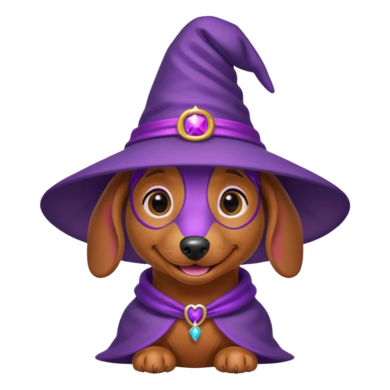 Dachshund dog wear purple wicth hat sticker