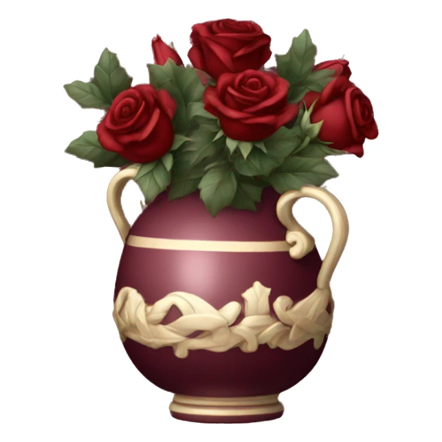 maroon Christmas vase with roses sticker