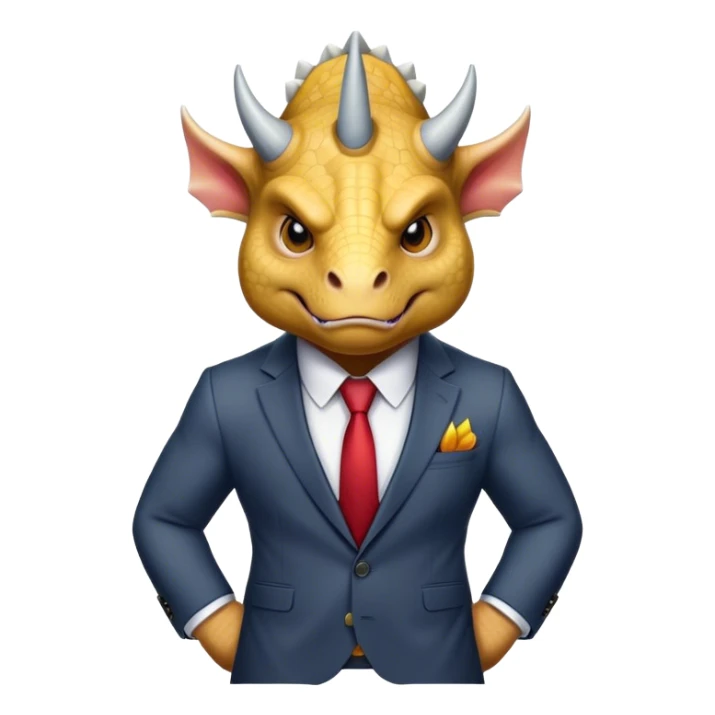 angry face of a triceratops in a suit sticker