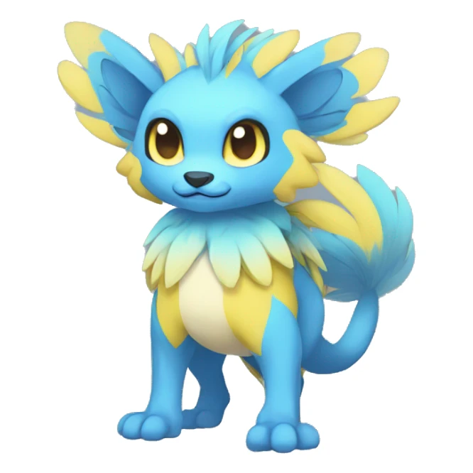 Cute cool yellow blue animal hybrid Fakemon full body sticker