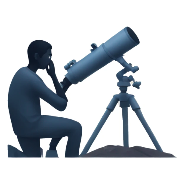 person looking at a telescope facing the moon sticker