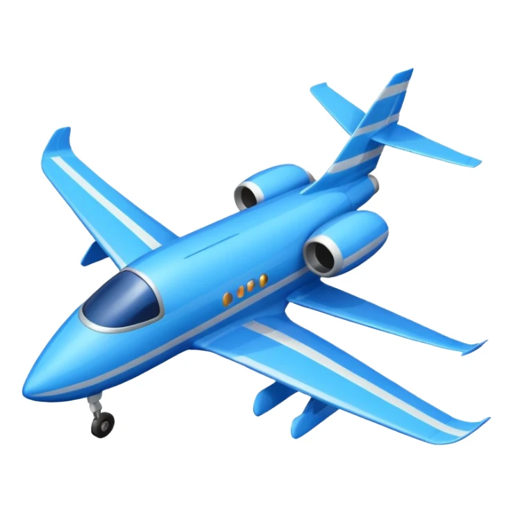 A compact jet with a blue-striped body and angled wings, climbing upward with steady power.
 sticker