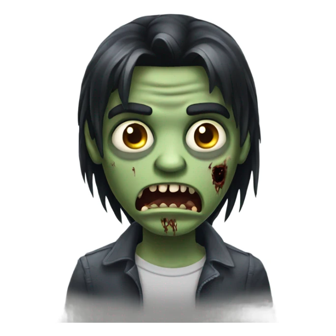scary boy zombie with medium long dark hair sticker