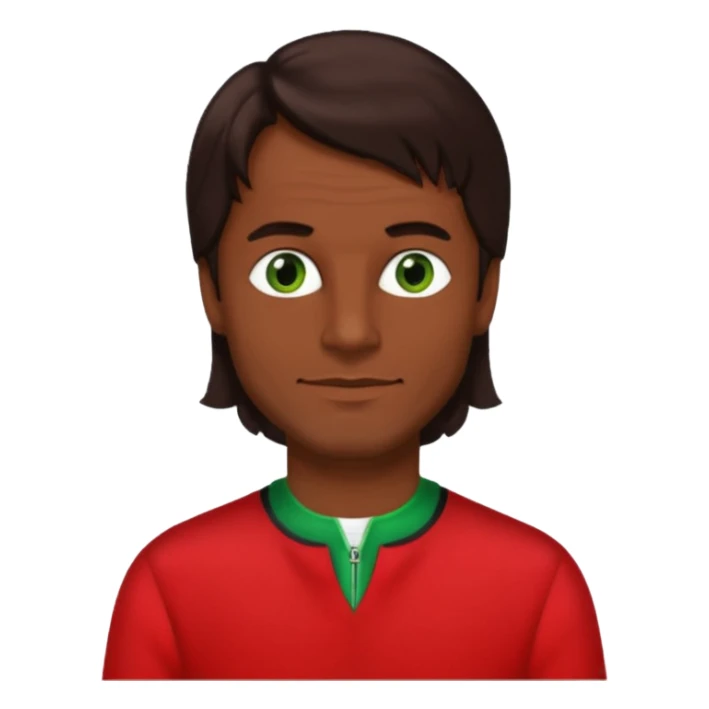 Robert Pilatus, German Singer (1964-1998) with medium dark skin, long dark brown hair, green eyes, red outfit sticker