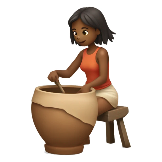 A GIRLSITTINGON GROND AND MAKING POT N POTTERY WHEEL sticker