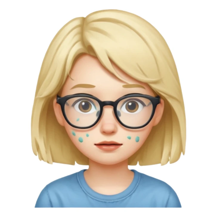 nerd messy girl with acne and glasses sticker