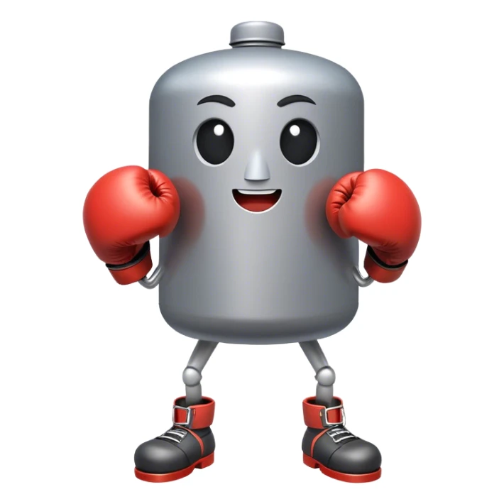 A cartoon-style anthropomorphic train with boxing gloves sticker