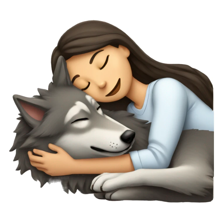 Wolfdog sleeping with a brunette girl sticker