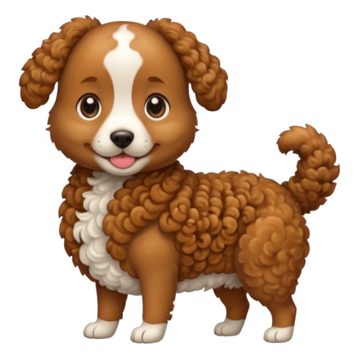 pregnant curly dog holding its belly sticker