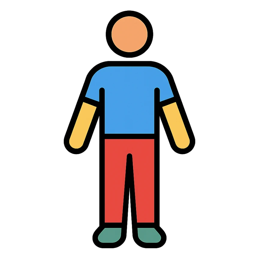 human body icon with color outline sticker