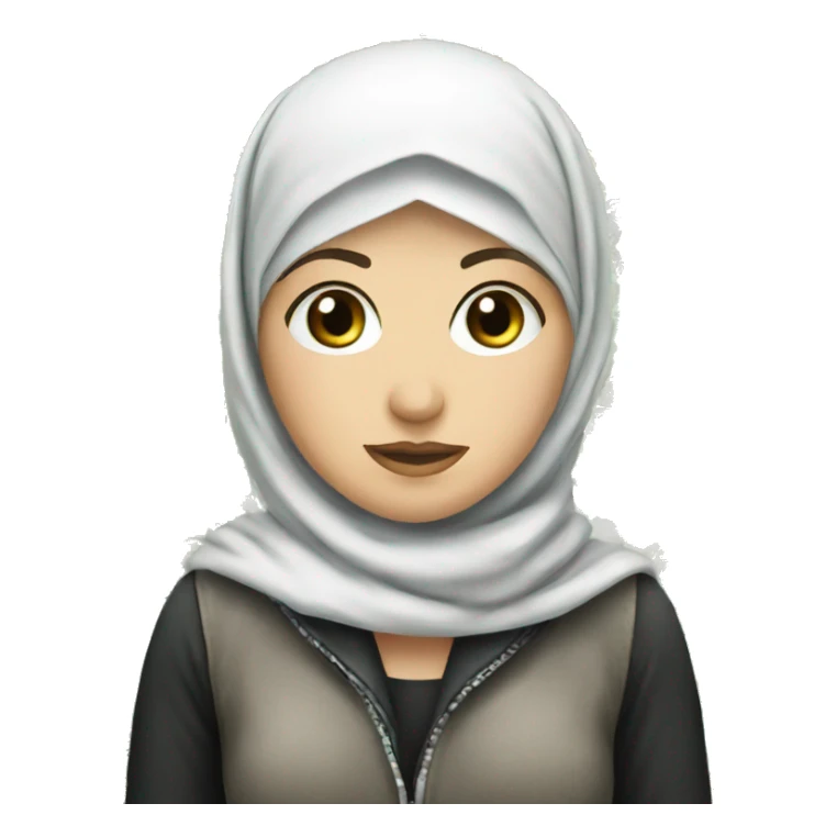 White girl with hijab and Palestinian keffiyeh sticker