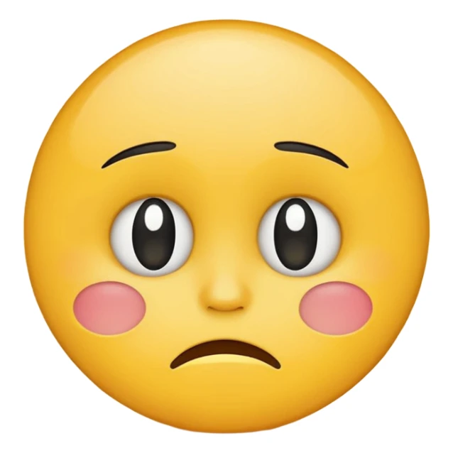 round yellow cartoon face with small frown and teary eyes, minimalist vector style, flat color, emoji design, white background sticker
