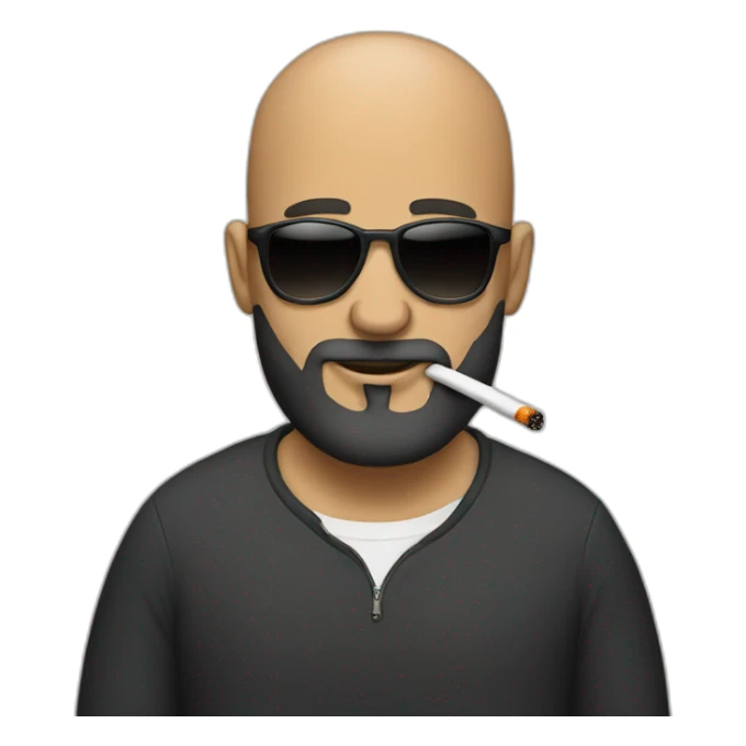 A bald guy with beard and sunglasses smoking sticker