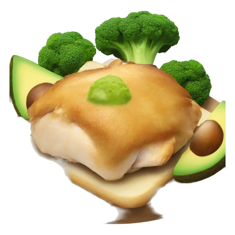 chicken and broccoli and avocado toast sticker
